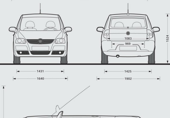 Volkswagen Fox (2008) (Фольцваген Фокс(2008)) - чертежи (рисунки) автомобиля